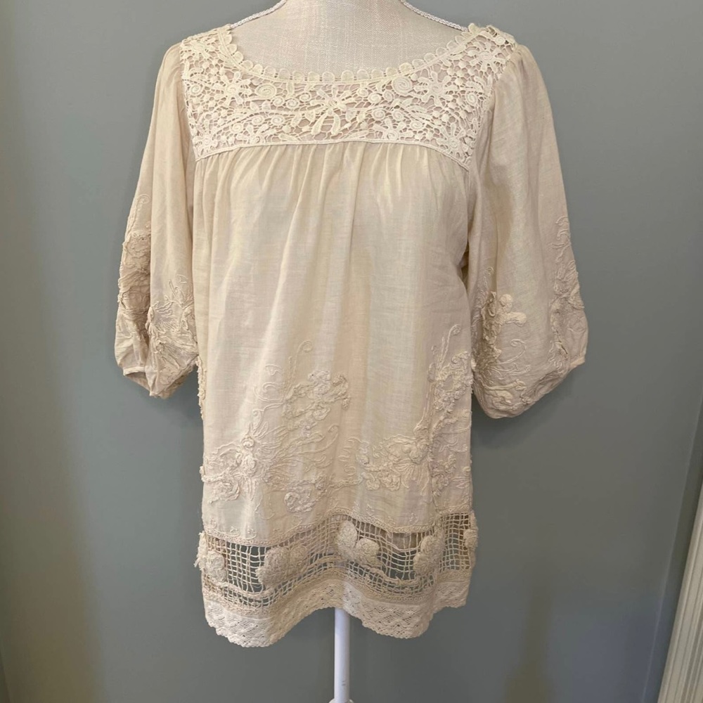 Sundance Lace & Embroiled Boho Top - Picture 1 of 6